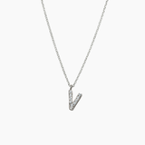 Stone Letter Charm Necklace Silver
