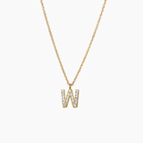 Stone Letter Charm Necklace Gold