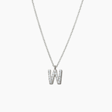 Stone Letter Charm Necklace Silver