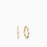 Stone Huggie Hoops Gold