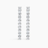 Emerald Cut Earrings Silver