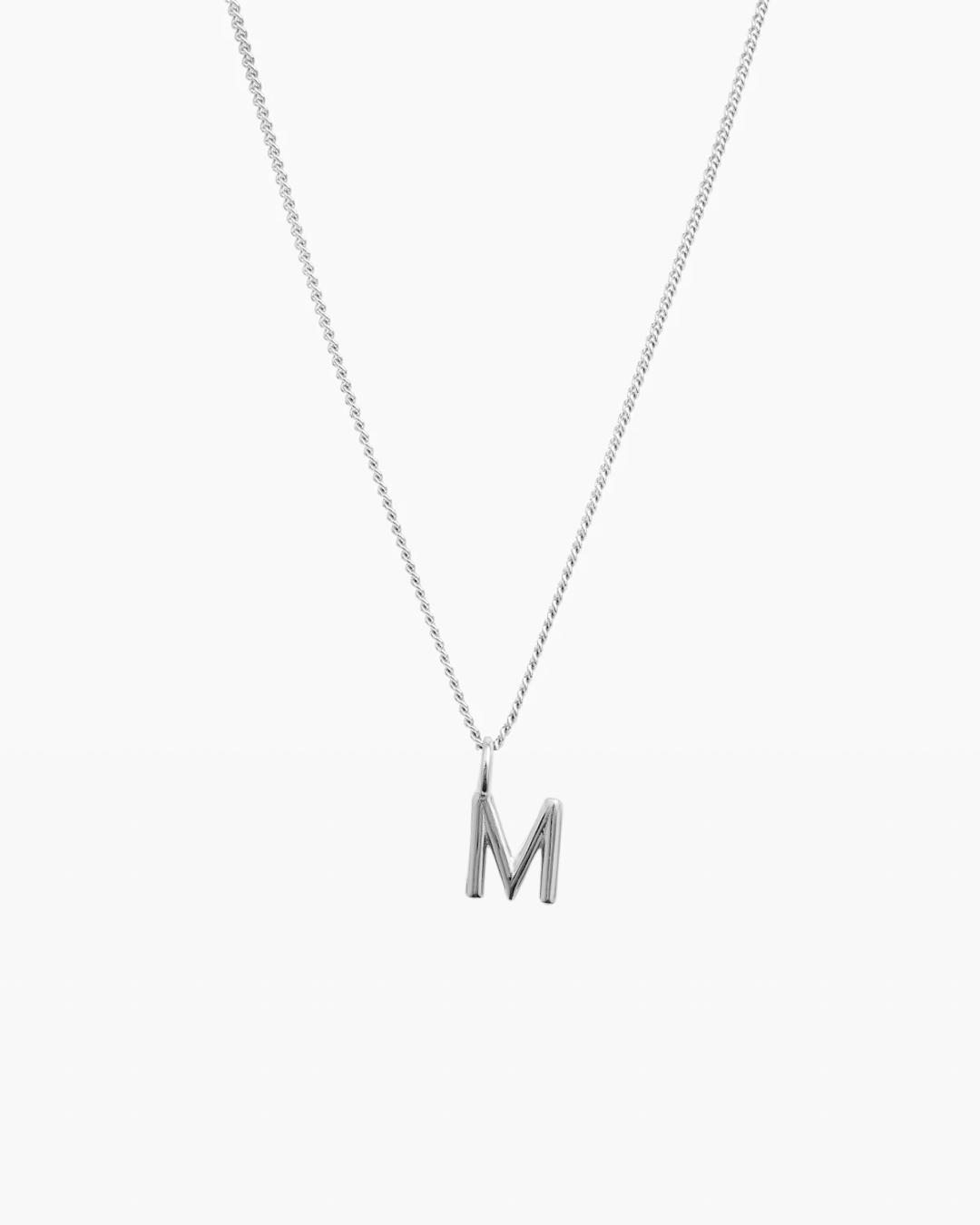 Letter Charm Necklace Silver