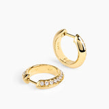 Rivetto Half Pavé Hoops Small Gold