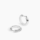 Rivetto Half Pavé Huggies Silver