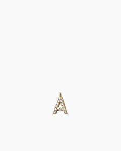 Stone Letter Charm Gold