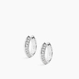 Rivetto Half Pavé Huggies Silver