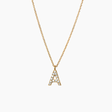 Stone Letter Charm Necklace Gold