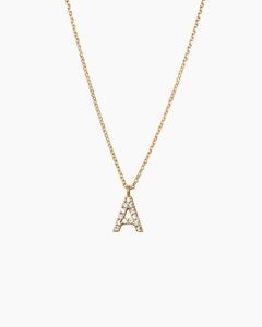 Stone Letter Charm Necklace Gold
