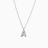 Stone Letter Charm Necklace Silver