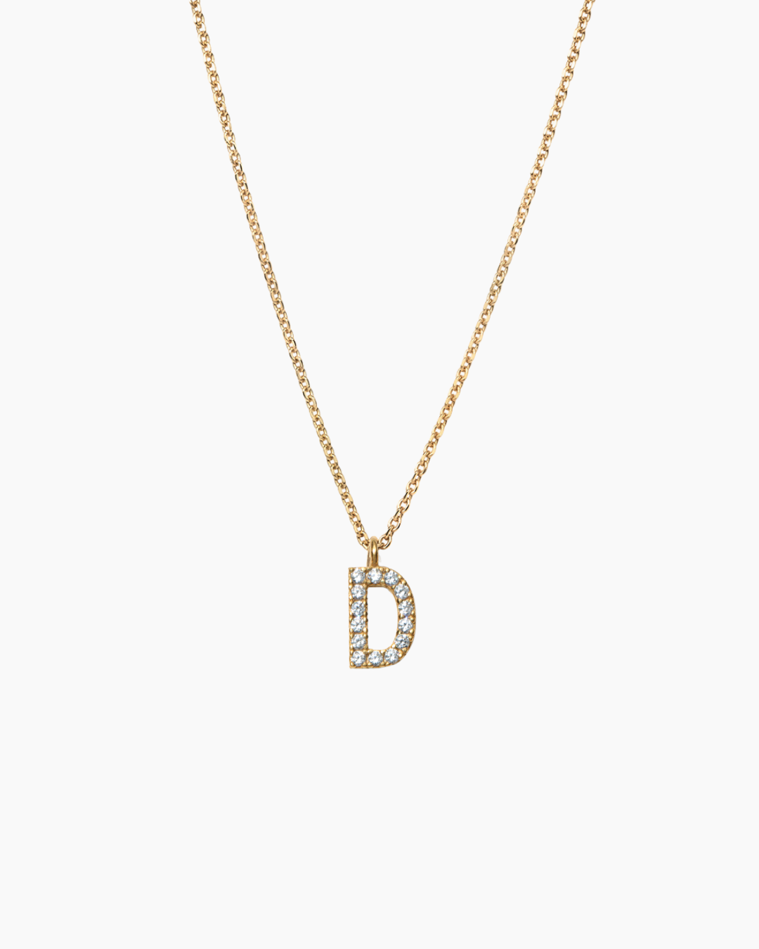 Stone Letter Charm Necklace Gold