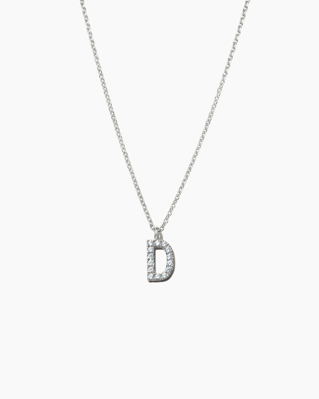 Stone Letter Charm Necklace Silver