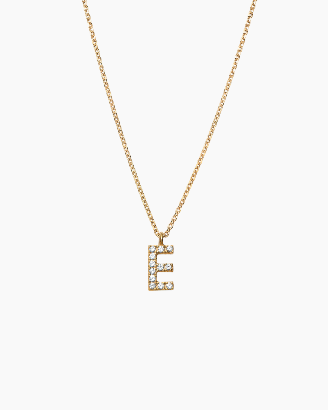 Stone Letter Charm Necklace Gold