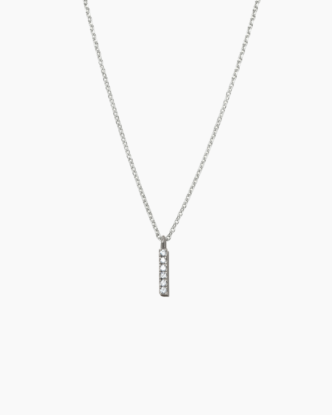 Stone Letter Charm Necklace Silver