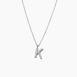 Stone Letter Charm Necklace Silver