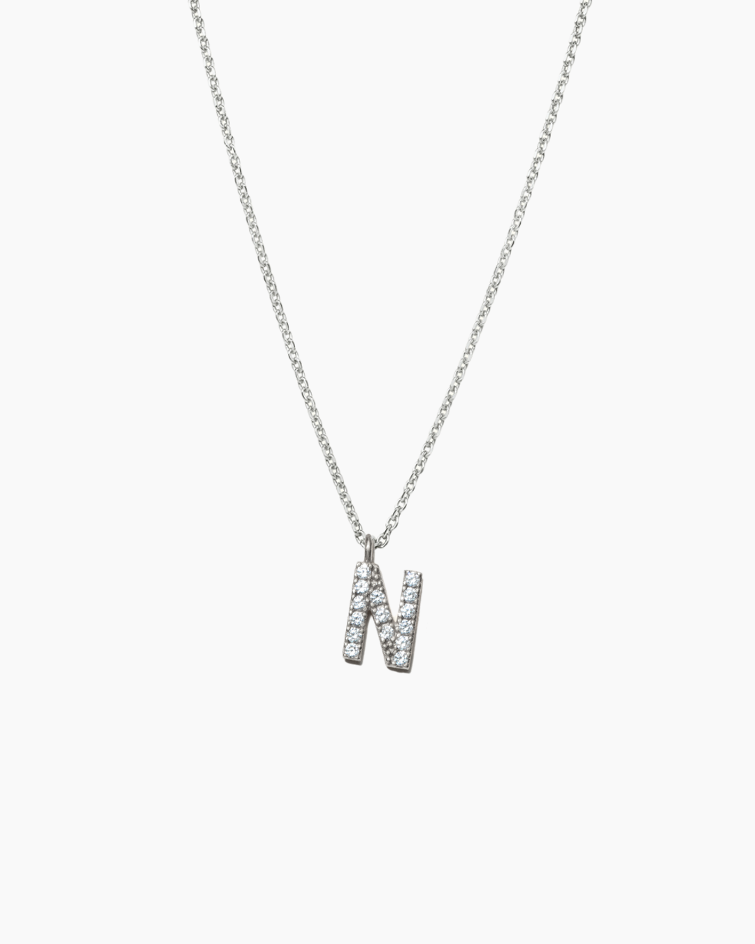 Stone Letter Charm Necklace Silver