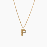 Stone Letter Charm Necklace Gold