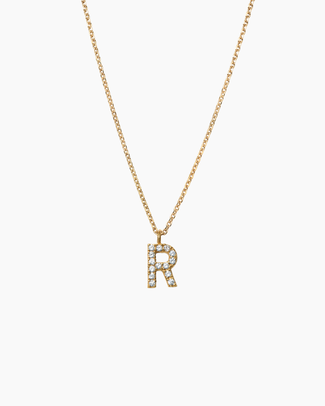 Stone Letter Charm Necklace Gold