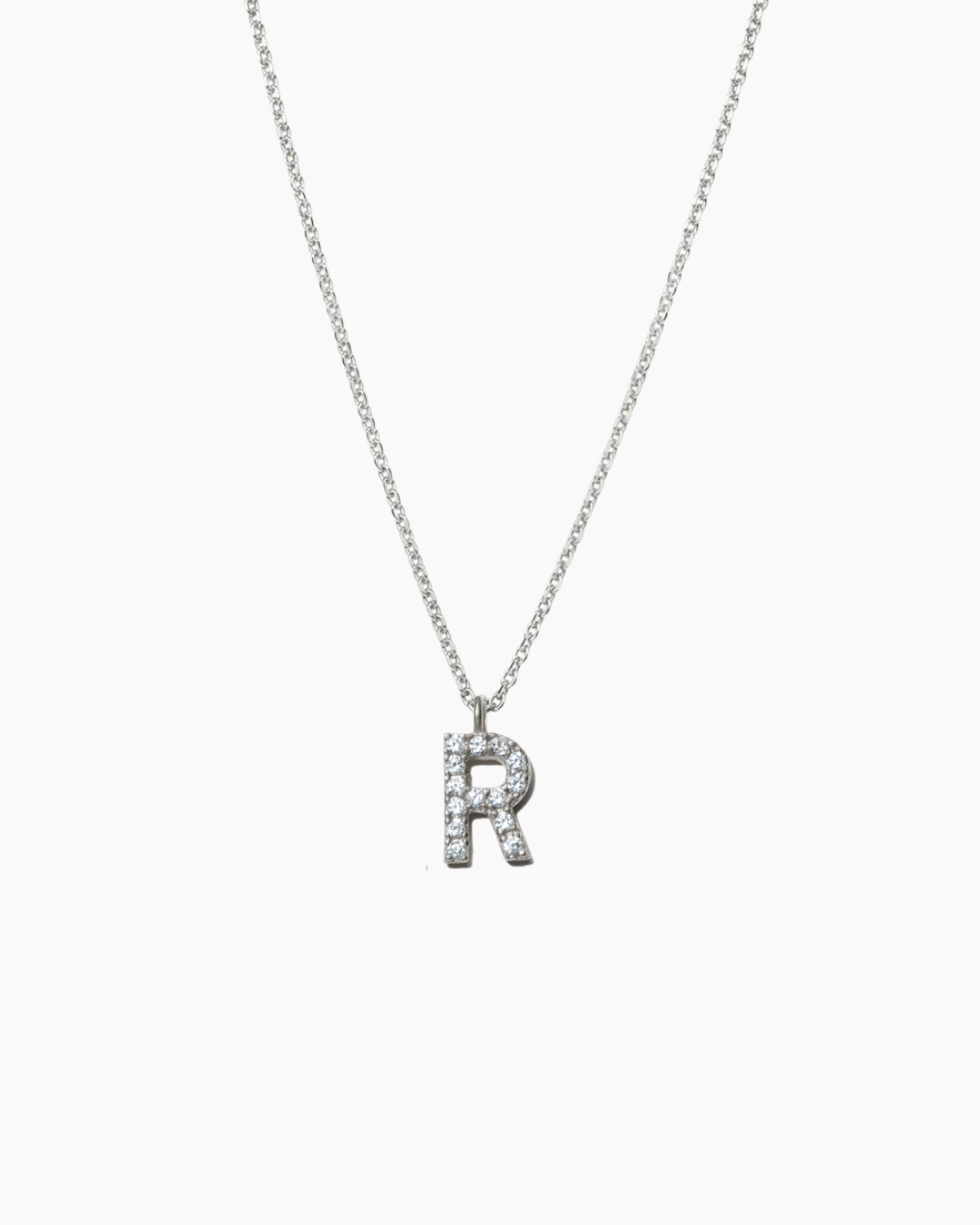 Stone Letter Charm Necklace Silver