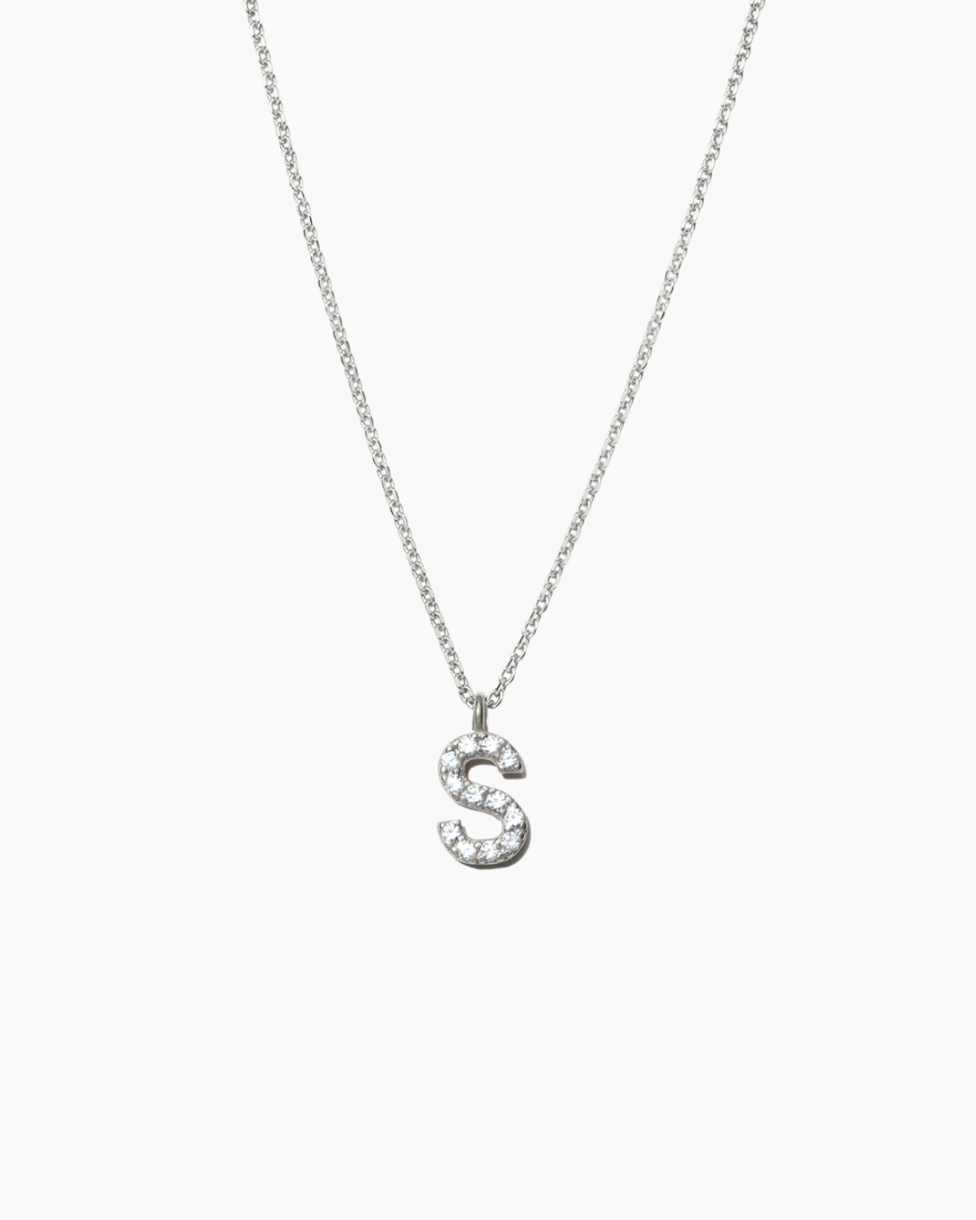 Stone Letter Charm Necklace Silver