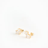 Double Emerald Studs Gold
