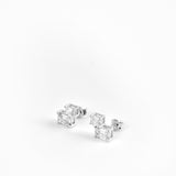 Double Emerald Studs Silver