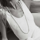 Long Pearl Necklace Silver