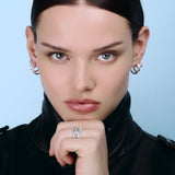 Rivetto Half Pavè Ring Large Silver