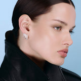 Rivetto Half Pavé Hoops Small Silver