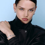 Rivetto Half Pavé Bracelet Silver