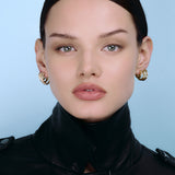 Rivetto Half Pavé Hoops Small Gold