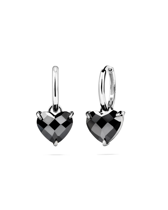 Black Heart Huggies Silver i gruppen Shop / Øredobber hos ANI (ANI-0125-50)