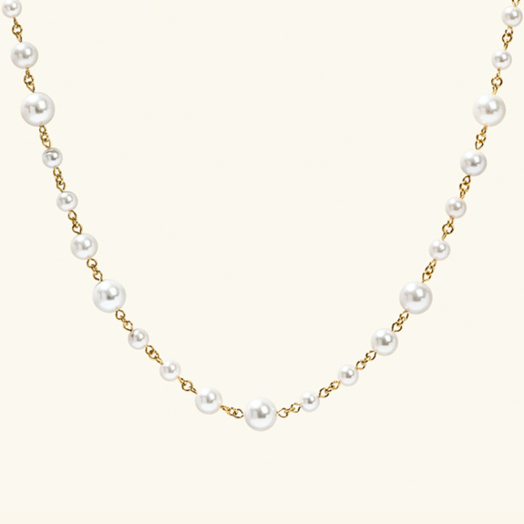 Long Pearl Necklace Gold i gruppen Shop / Halskjeder hos ANI (ANI-0523-001)