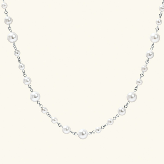 Long Pearl Necklace Silver i gruppen Shop / Halskjeder hos ANI (ANI-0523-002)