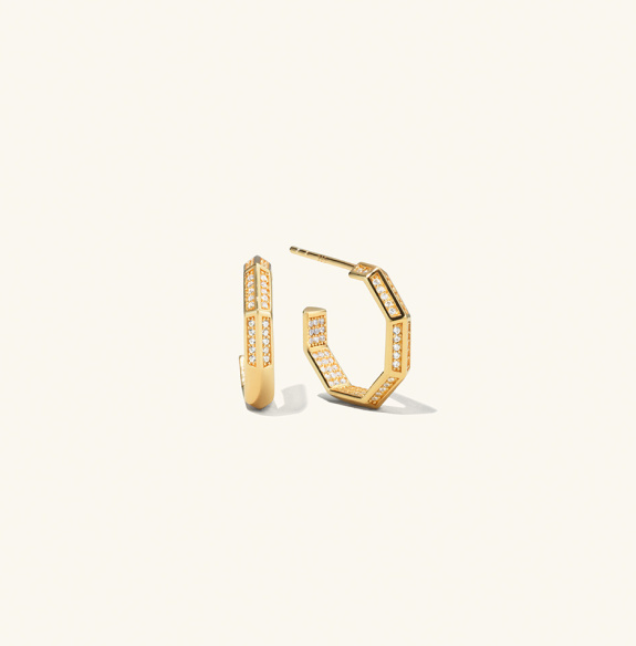 Pavé Octagon Earrings Gold i gruppen Shop / Øredobber hos ANI (ANI231011)