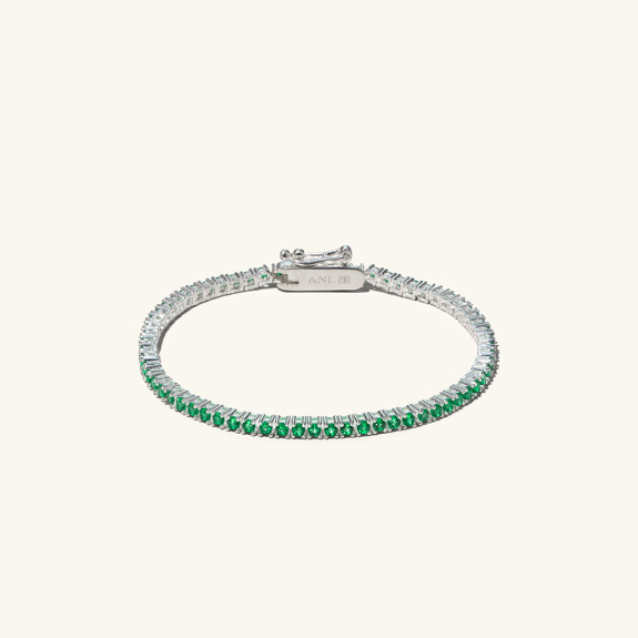 Tennis Bracelet Green Silver - 18 cm i gruppen Shop / Armbånd hos ANI (ANI601)