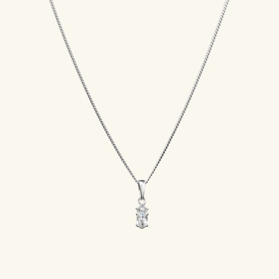 White Pendant Necklace Silver i gruppen Shop / Halskjeder hos ANI (ANI640)