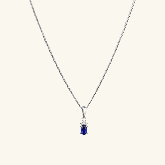 Sapphire Blue Pendant Necklace Silver i gruppen Shop / Halskjeder hos ANI (ANI641)