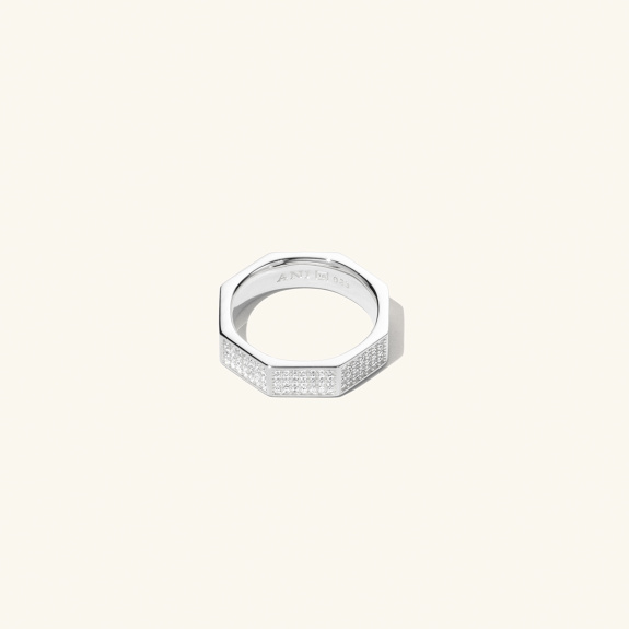 Pavé Chunky Octagon Ring Silver i gruppen Shop / Ringer hos ANI (ANI_VA_014)